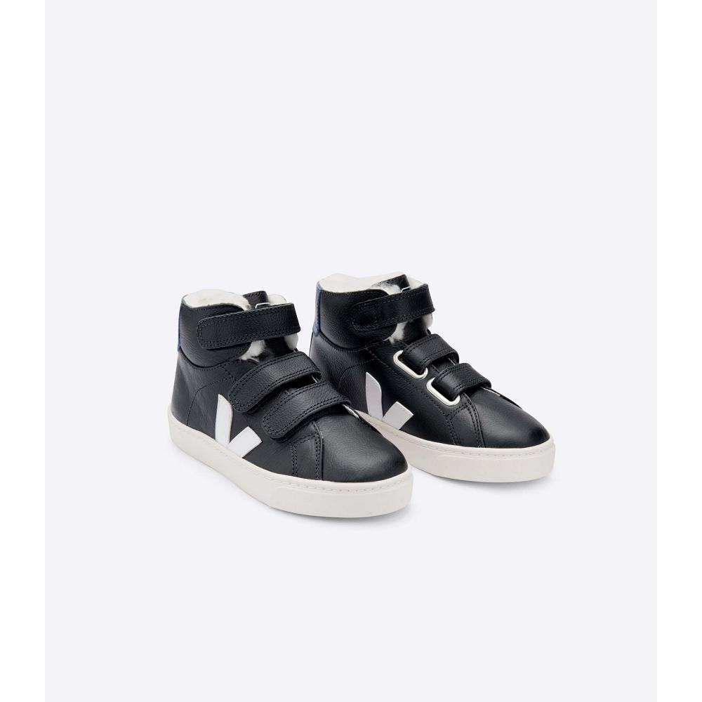 Black Kids' Veja ESPLAR MID FURED CHROMEFREE High Tops | AU 685RVD